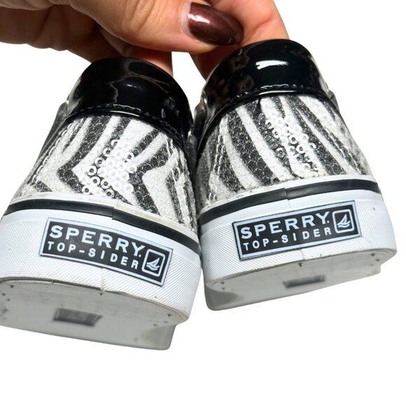 Sperry Top-Sider Bahama 2-Eye Boat Shoes Zebra Print Sequins US 7 NEW - Picture 6 of 11